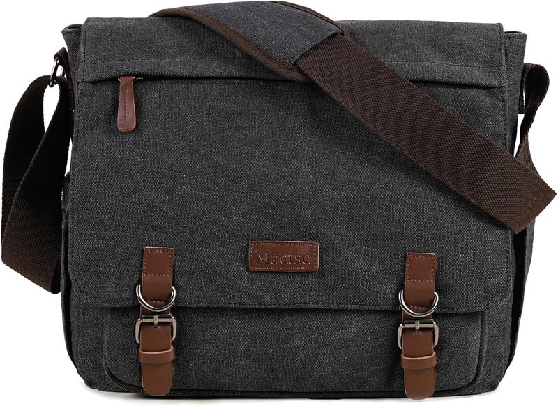 Mactso Canvas Messenger Bag for Men Women,Travel Satchel Shoulder bag 15.6 Inch Laptop Bag briefcase Business - Image 1